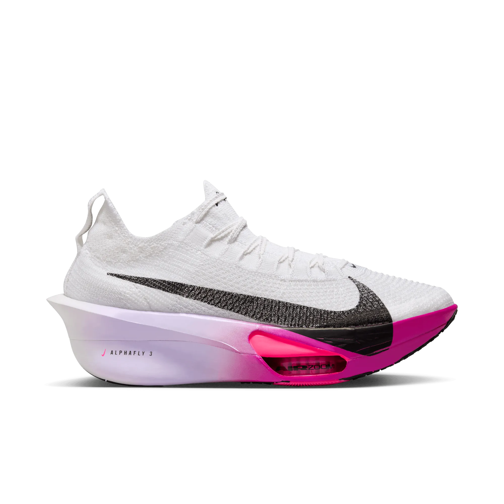 neon running wear Women's Alphafly 3 (100 - White/Black-Purple Agate-Vivid Grape)