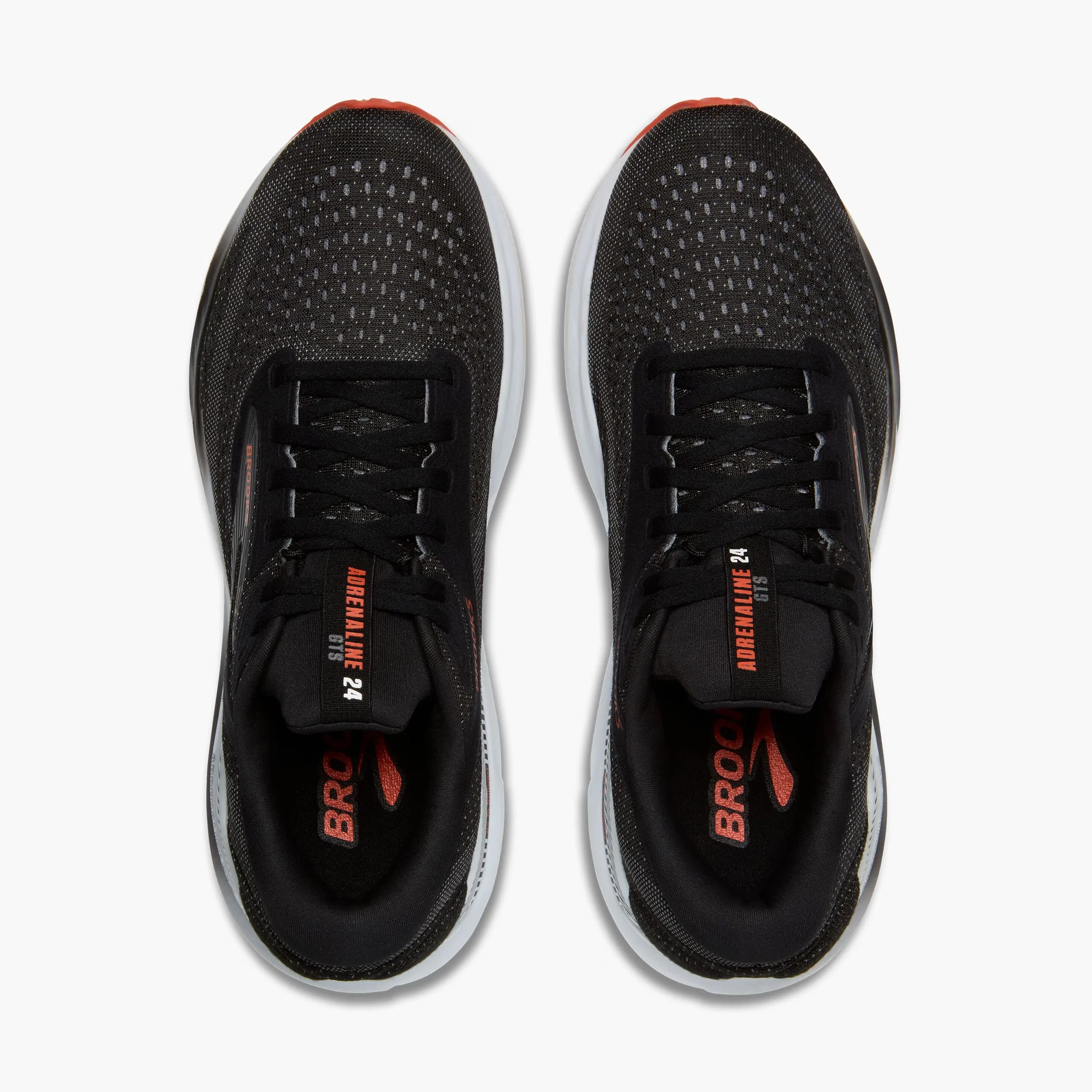 Brooks Men's Adrenaline GTS 24 Running Shoes Black / Grey / Red Dual Compound Outsole