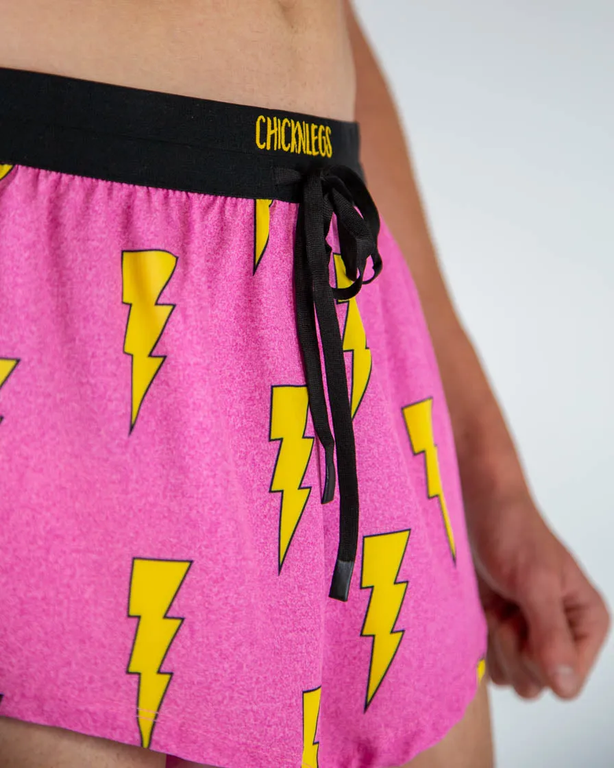 Men's Pink Bolts 2" DS Split Shorts Semi Formal Cool Vibe