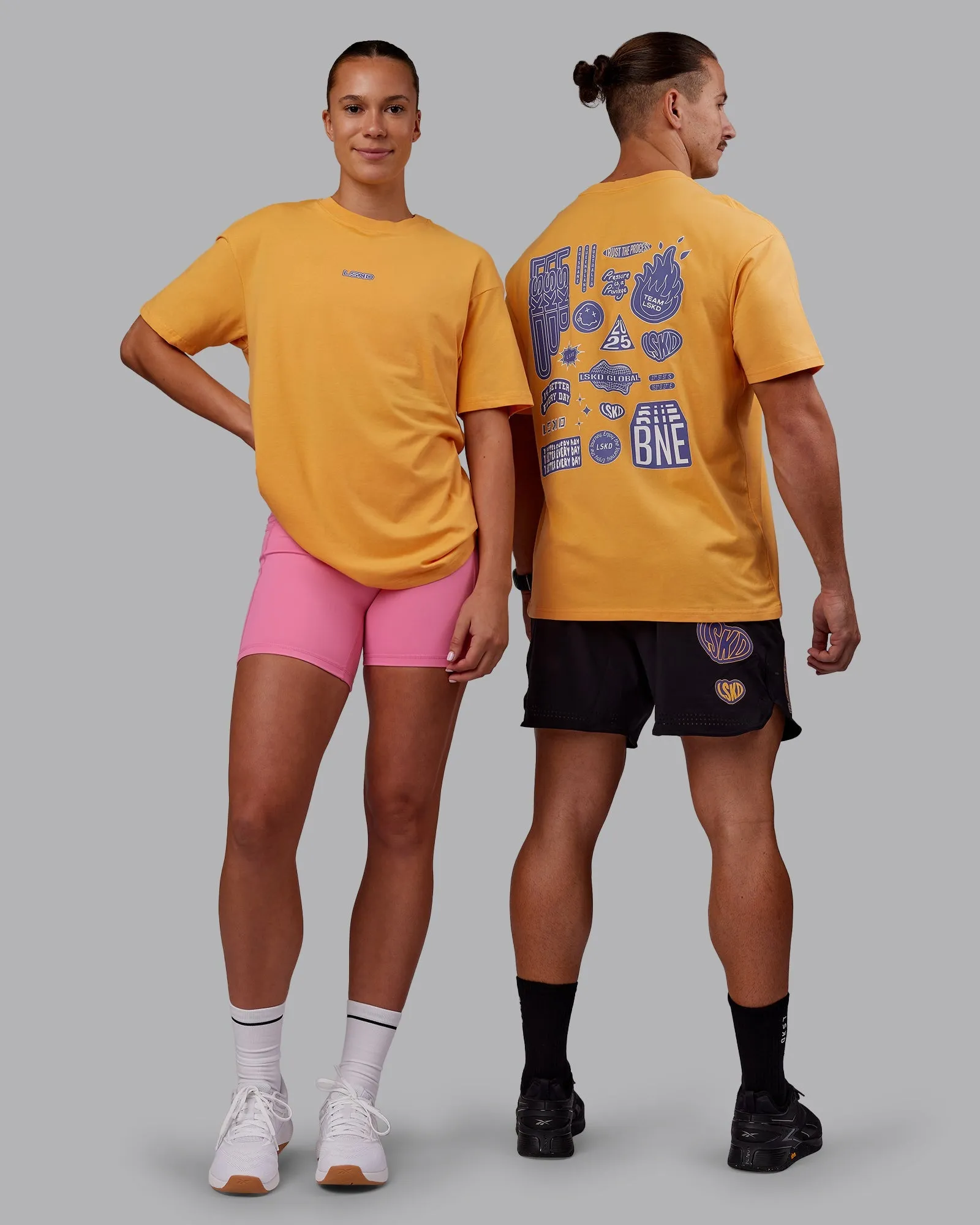 Sport Performance Fit Perfect for Layering CFT BNE 25 FLXCotton Oversized Tee - Warm Apricot-Purple Opulence