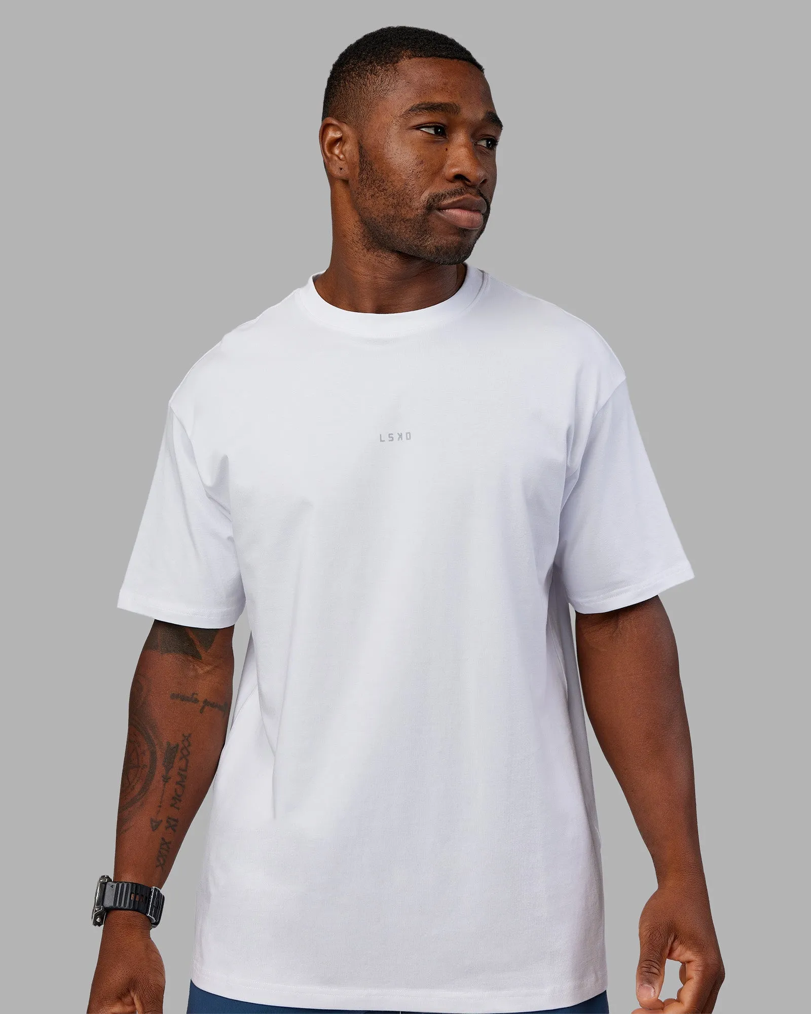 Base FLXCotton Tee Oversized - White Subtle Logo Placement Daily Style