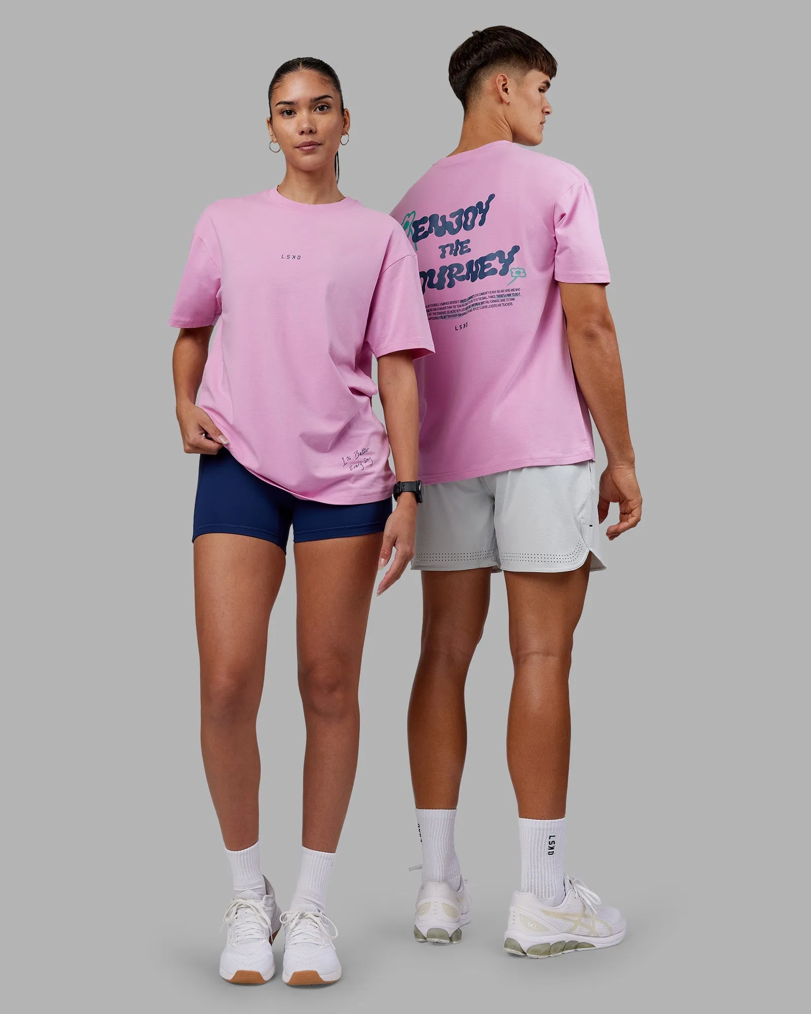 ETJ Values FLXCotton Oversize Tee - Bubblegum-Indigo Vintage Wash Effect