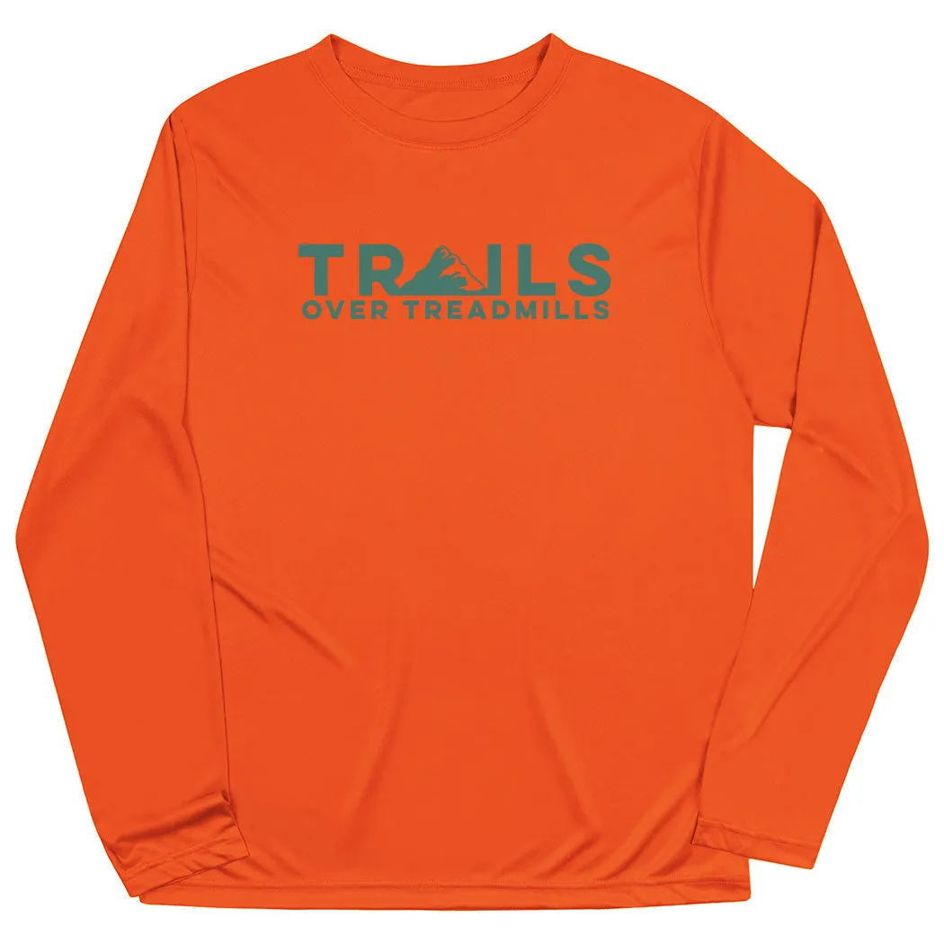 Men's Running Long Sleeve Performance Tee - Trails Over Treadmills Eco Friendly Dye quick-drying