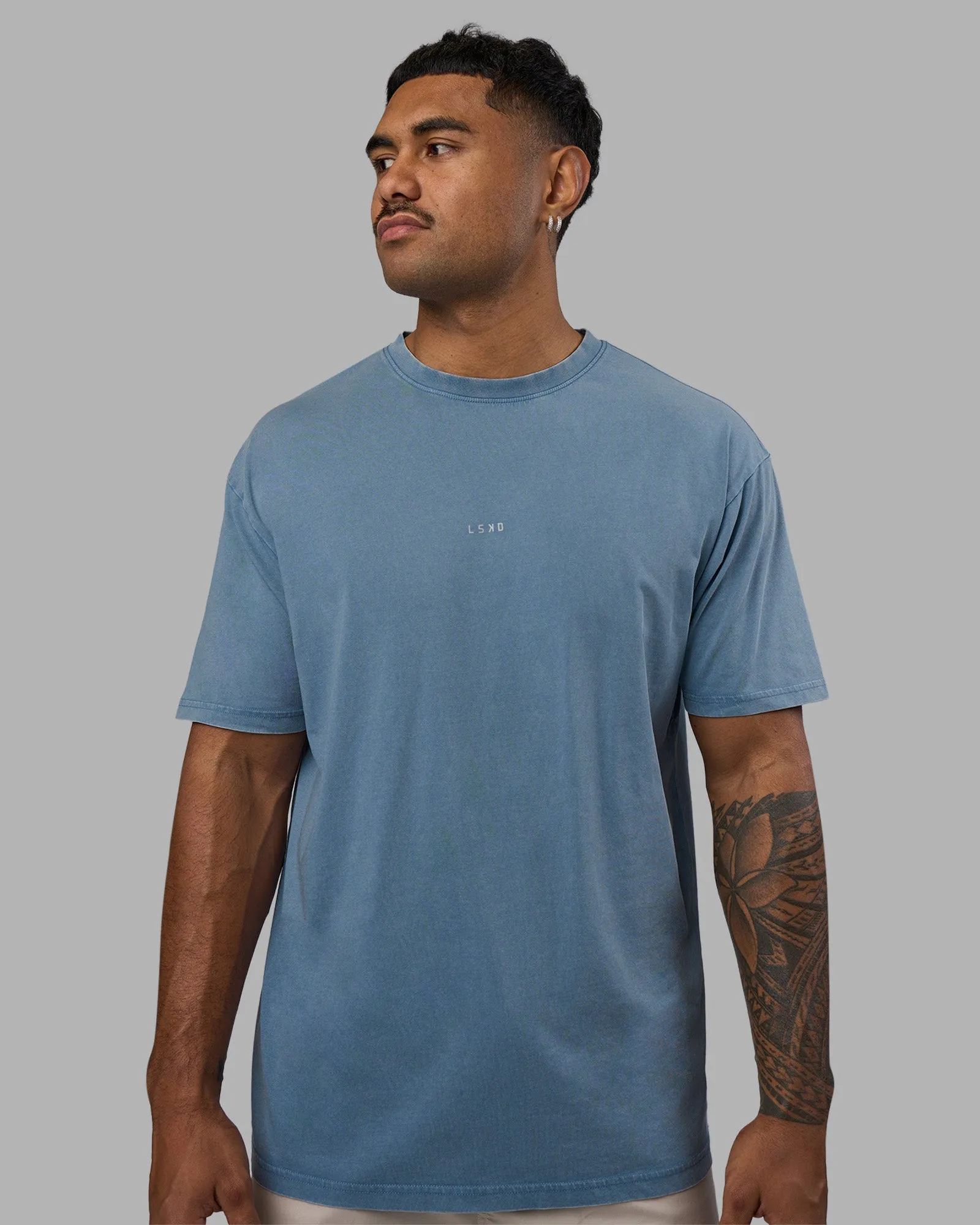 Base FLXCotton Tee Oversized - Elemental Blue Washed Adjustable Fit Active Fashion
