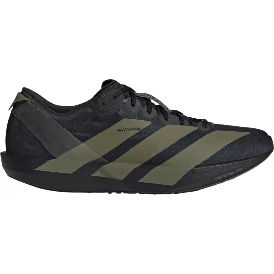 Men's Adizero Adios 9 Running Shoes Core Black / Focus Olive / Charcoal Unibody Shell Structure Energy - boosting