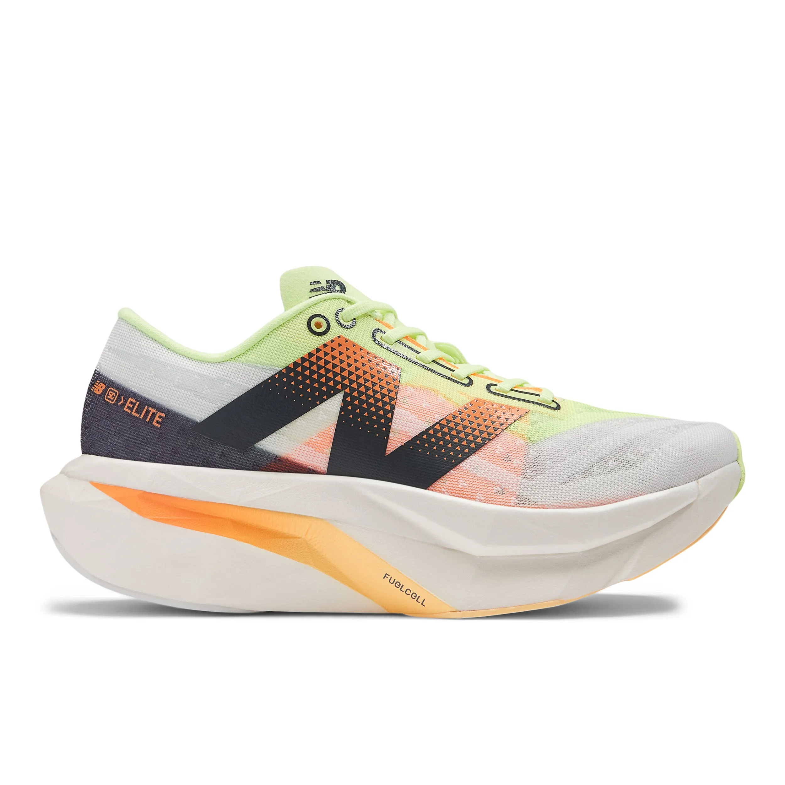rubber shoes Women??s FuelCell SuperComp Elite 4 (A4 - White/Bleached Lime Glo/Hot Mango)