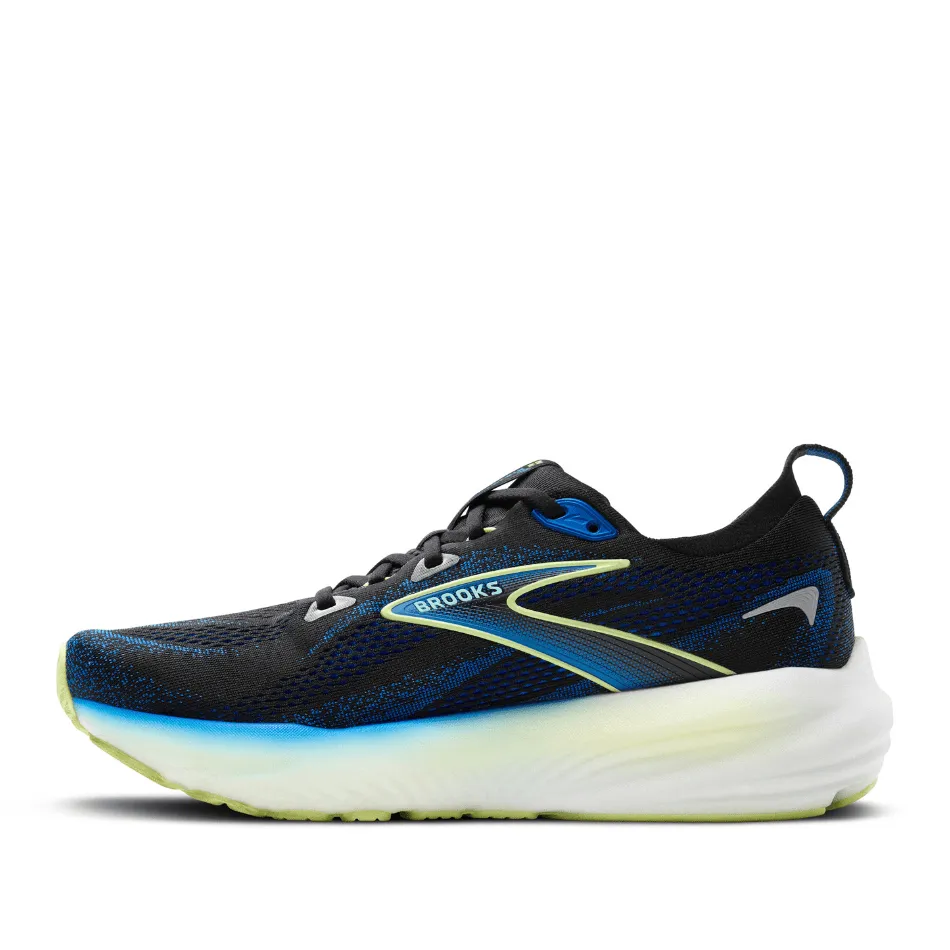 Brooks Men's Glycerin 22 Running Shoes in Black/Cobalt/Neo Yellow SS25 running in a lagoon area shoes hurdles shoes