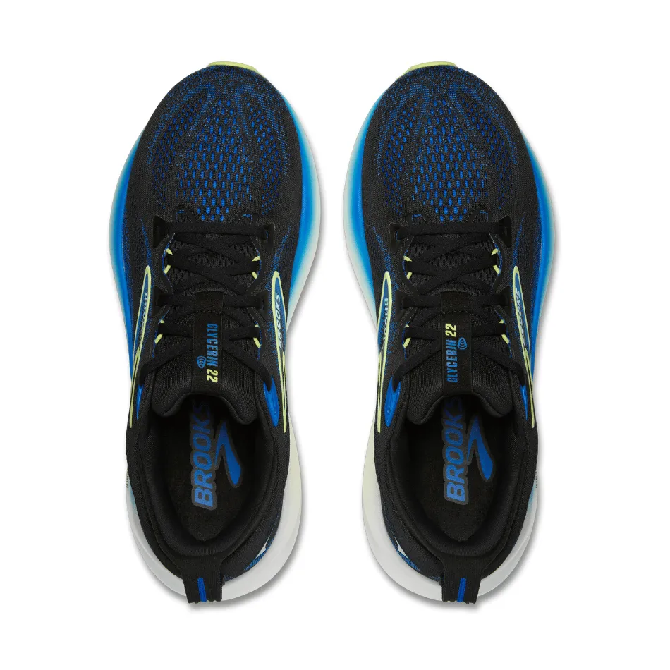 snowy days Brooks Men's Glycerin 22 Running Shoes in Black/Cobalt/Neo Yellow SS25