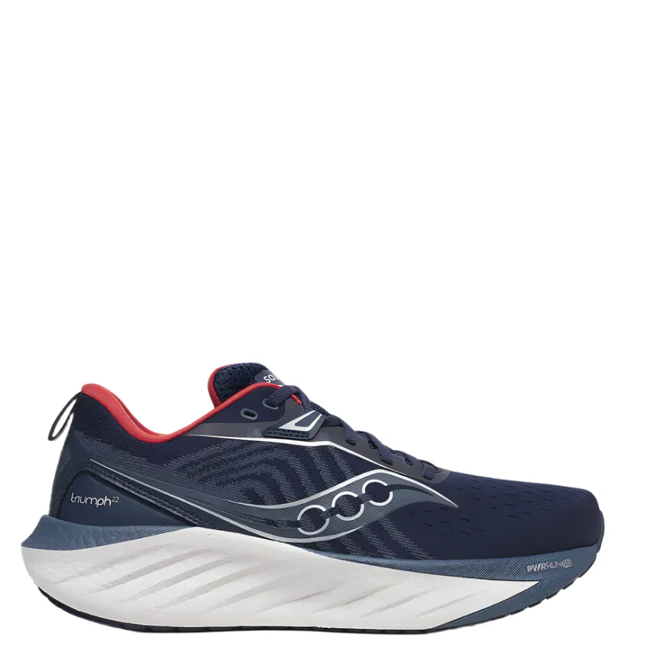 Saucony Triumph 22 Men's Running Shoes in Navy/Dusk Bonded Overlay Technology elastic - lace shoes