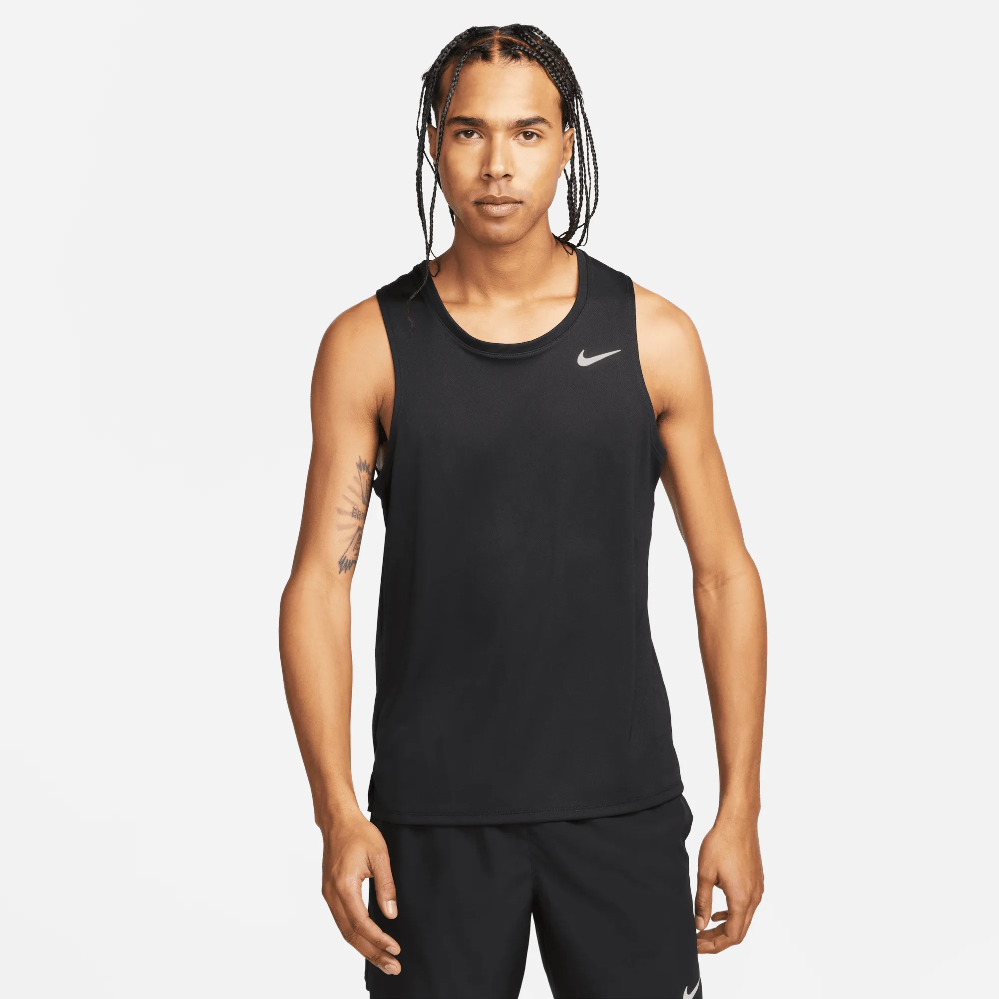 Men's DRI-FIT Miler Running Tank (010 - Black/Reflective Silver) StaticFreeLining Family Style