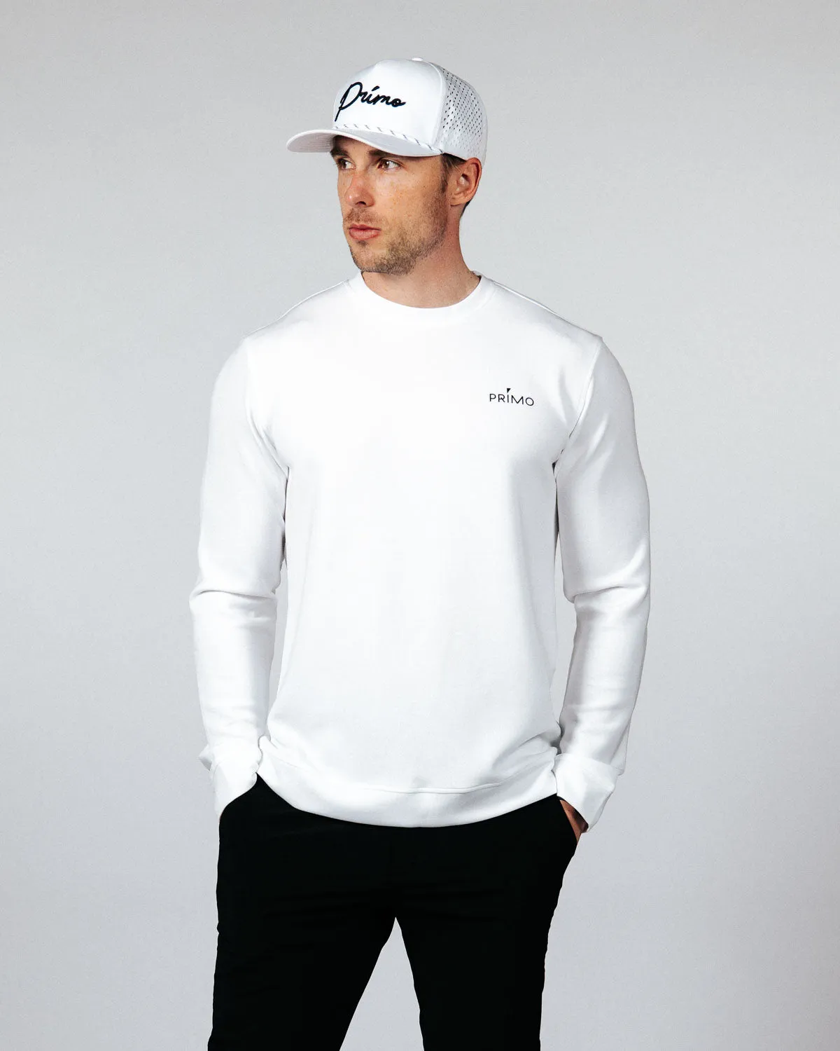 Snuggly Fit Men's White Golf Crew Neck