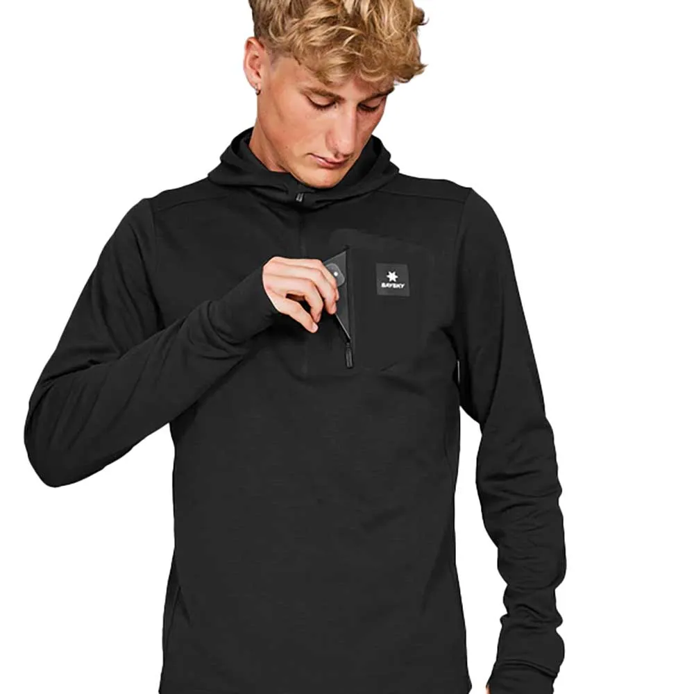 Men's Pace 1/2 Zip Hoodie - Black nautical print Timeless Style