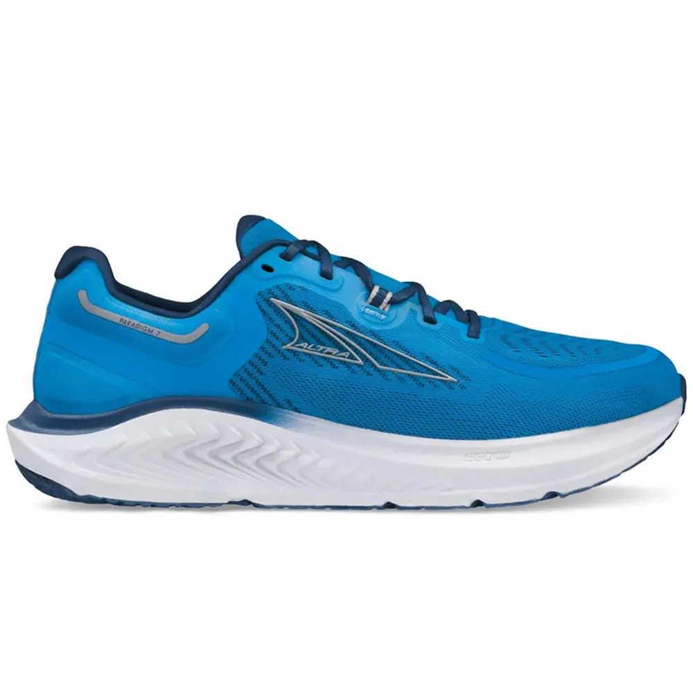 Men's Altra Paradigm 7 running in the mountains