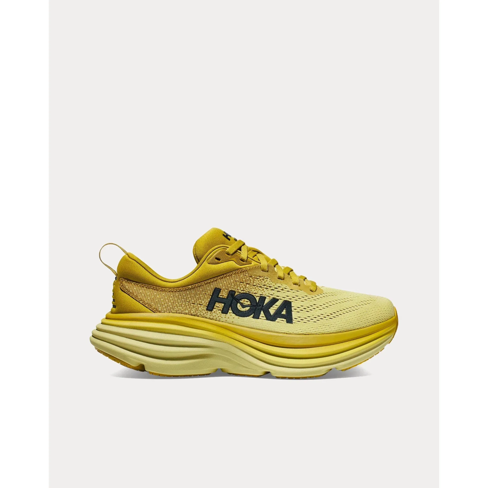 running in hot weather shoes open - toe - feature shoes Hoka Men's Bondi 8 (Golden Lichen / Celery Root)