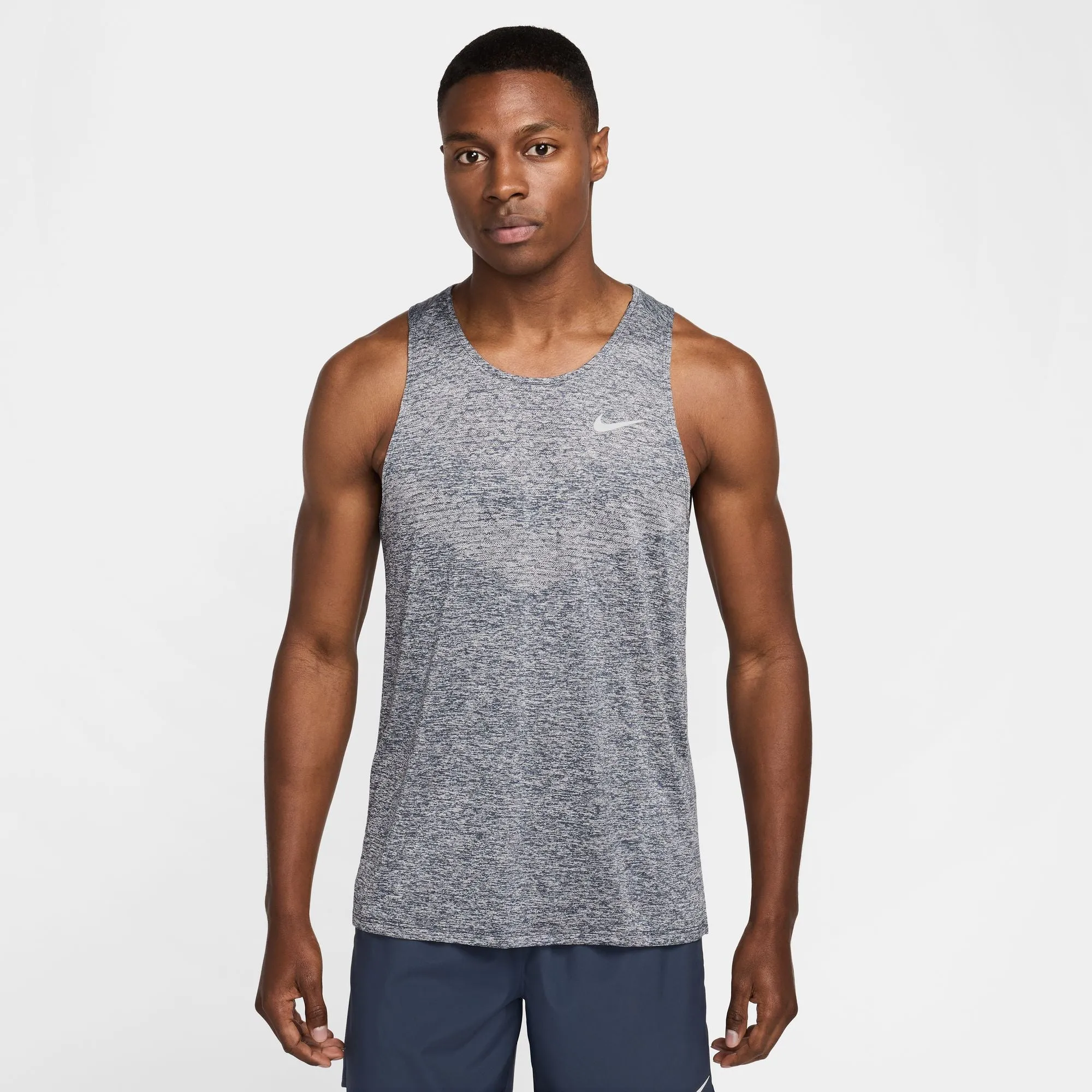 Sporty Style Men's Stride Dri-FIT ADV Running Tank Top (437 - Thunder Blue/Heather/Reflective Silver)