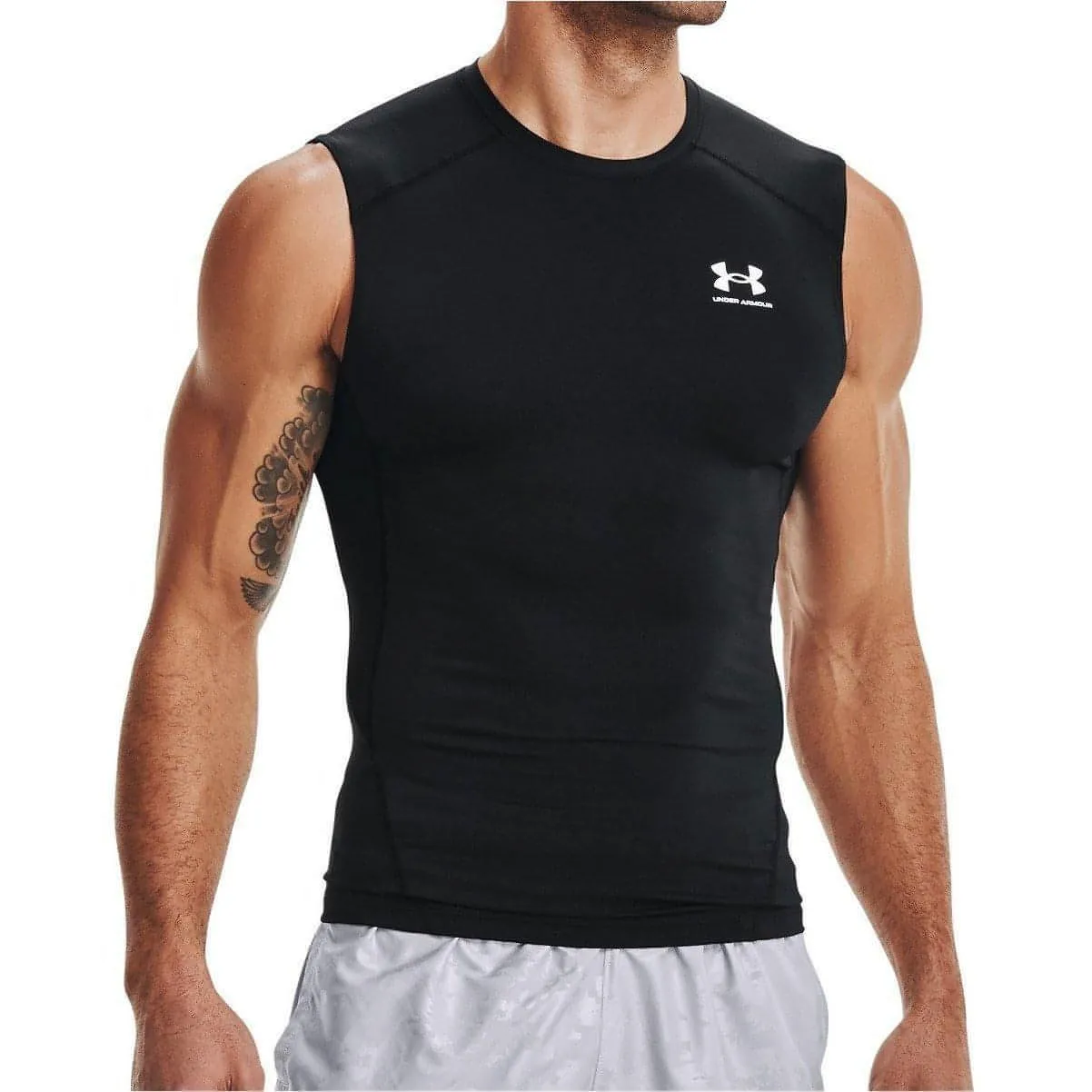 Under Armour HeatGear Armour Mens Sleeveless Compression Top - Black Ergonomic Seaming