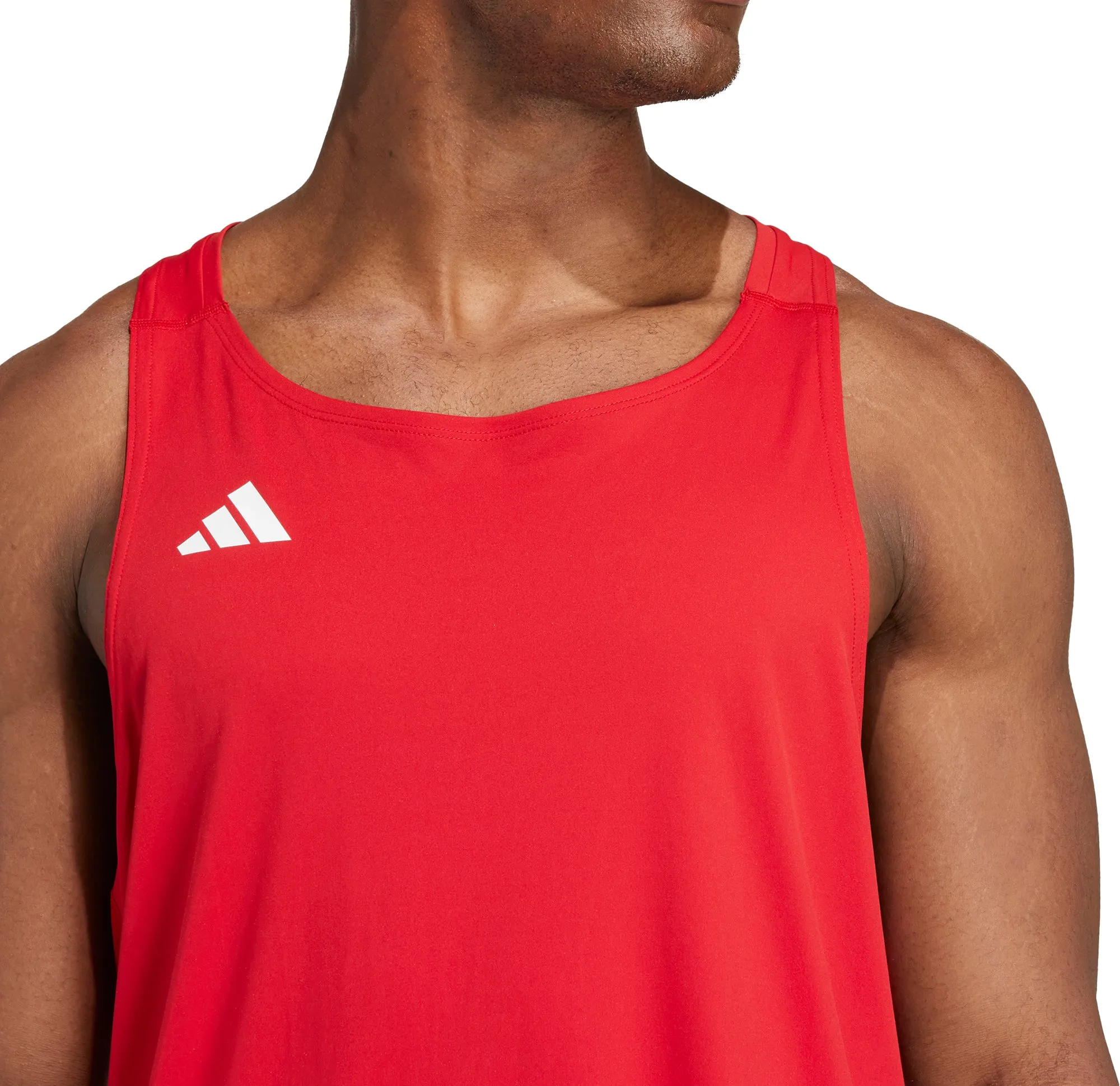 Street Ready Breathable knit adidas Adizero Essentials Mens Running Vest - Red