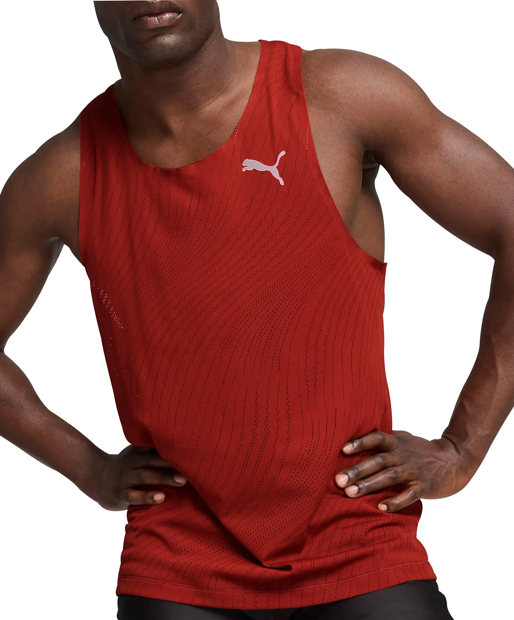 Impact Resistant Puma Run Ultraspun Mens Running Vest - Red