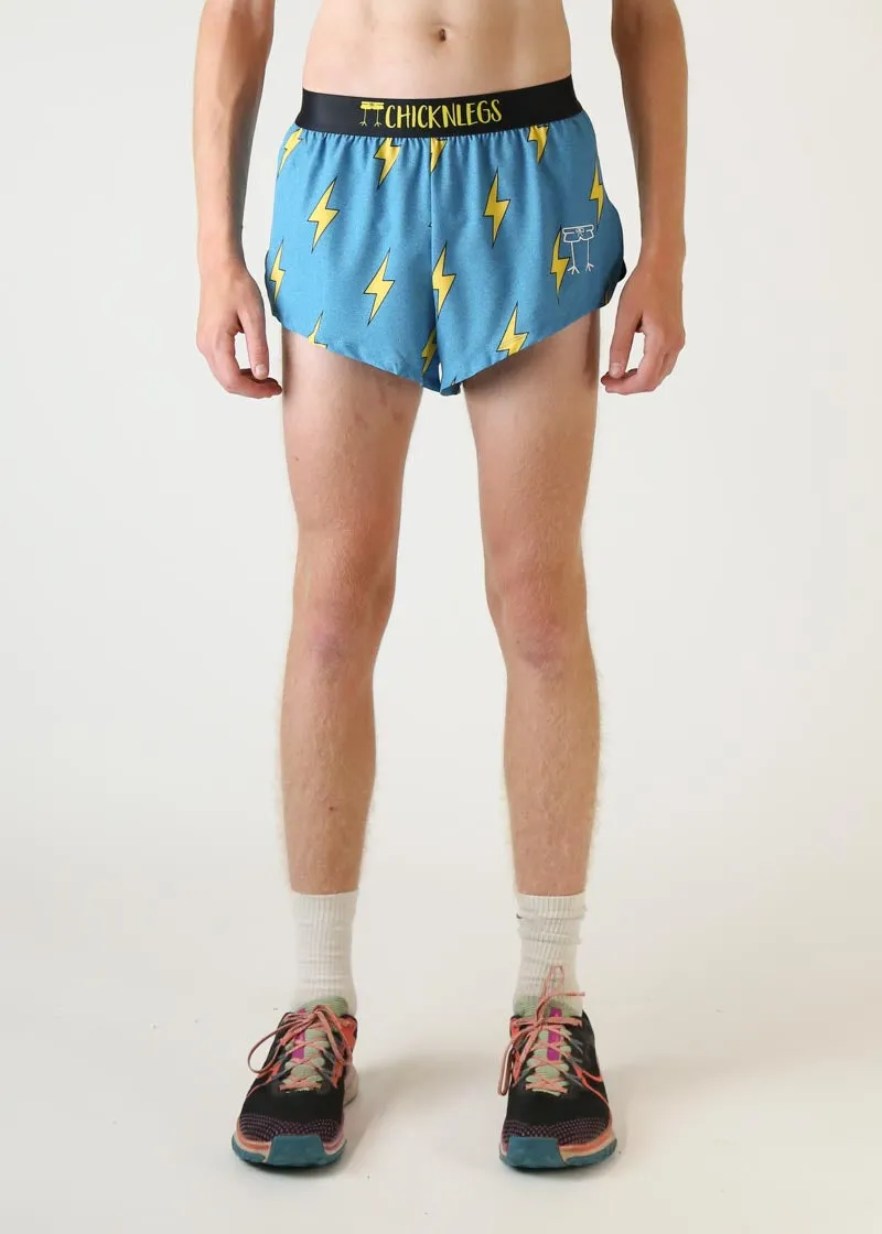 Men's Blue Bolts 2" Split Shorts Casual Stretch Summer essentials