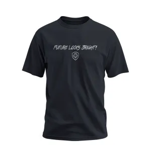 Affordable Fashion Wrinkle Resistant Cloth Future Looks Bright fully embroidered Navy & Silver Print Performance Short Sleeve T-Shirt