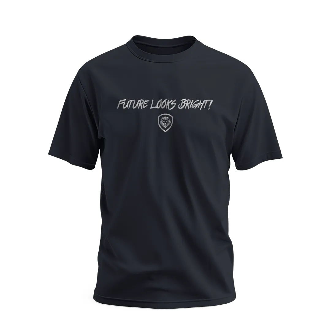 Active Wear Fit Future Looks Bright fully embroidered Navy & Silver Print Performance Short Sleeve T-Shirt