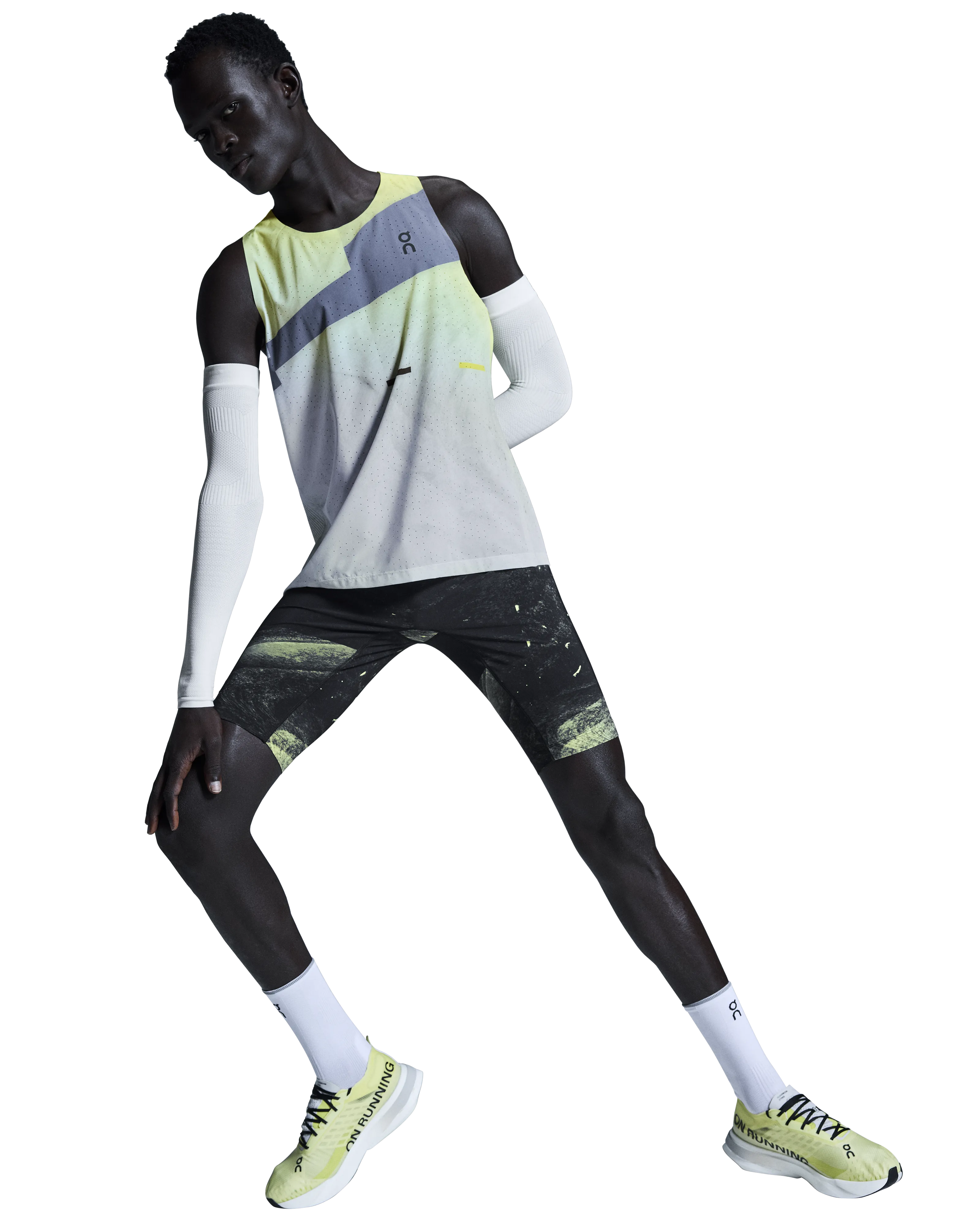 Men's Race Tights Half Black / Limelight Sleek Comfort Wear