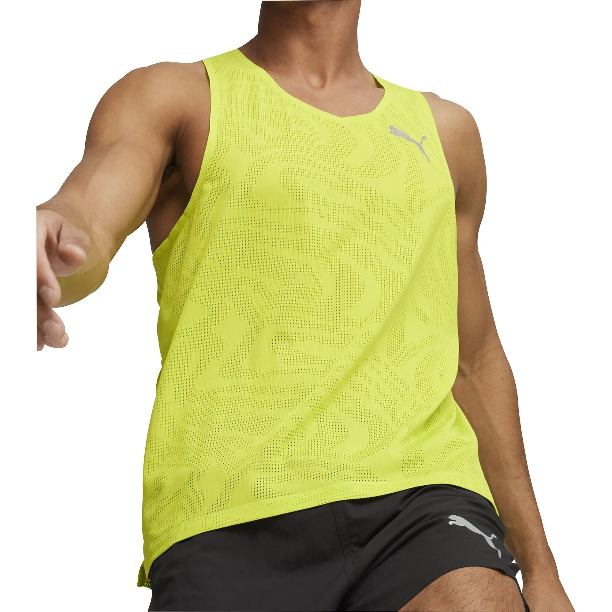 Puma Run Ultraspun Mens Running Vest - Green Tagless Collar rescue operation
