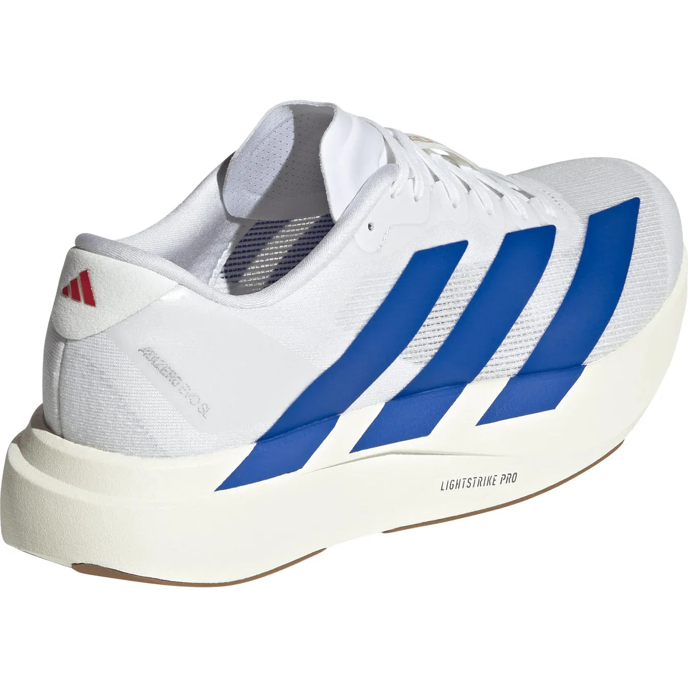 Men's Adizero EVO SL Running Shoes Cloud White / Royal Blue / Pure Ruby Stupendous stability Abrasion Resistant Panels