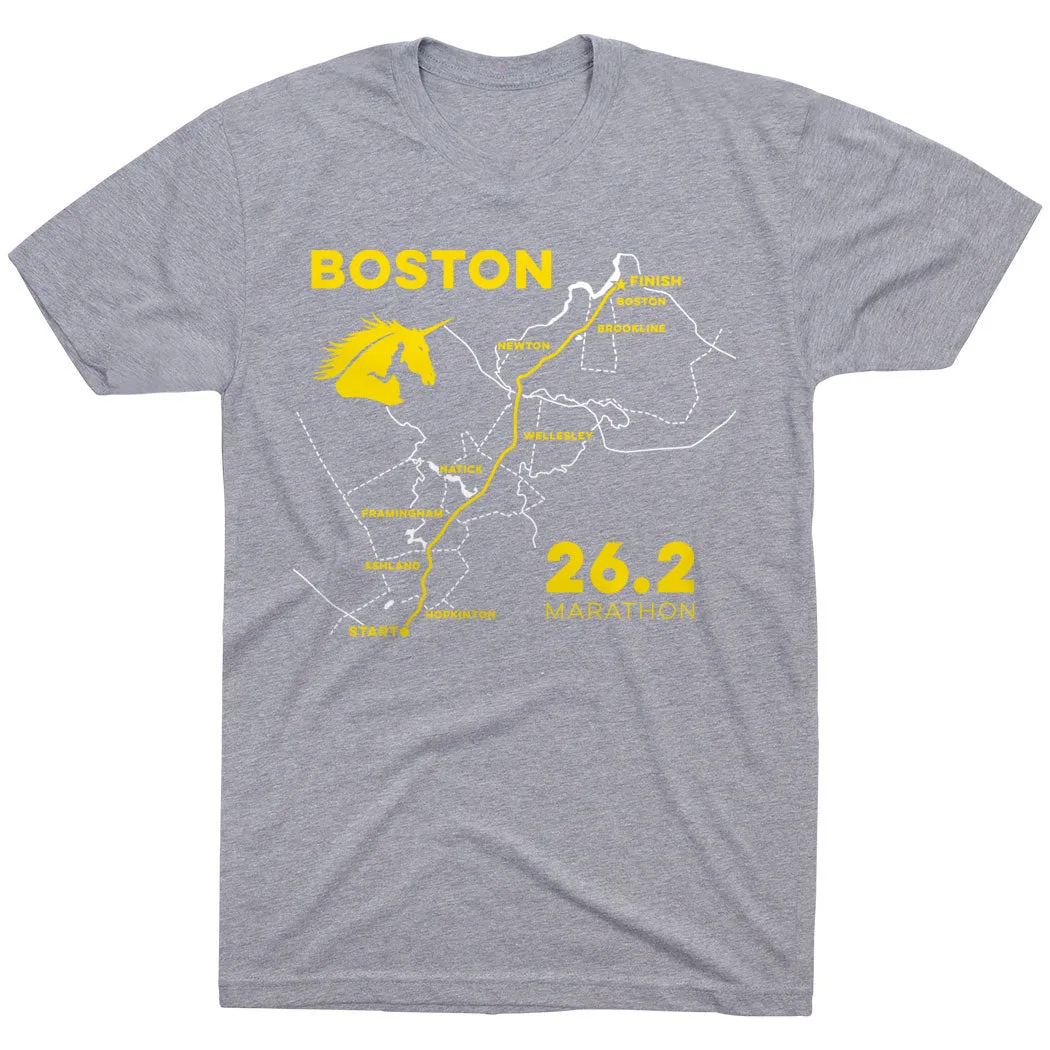 Running Short Sleeve T-Shirt - Boston Route Sleek Design