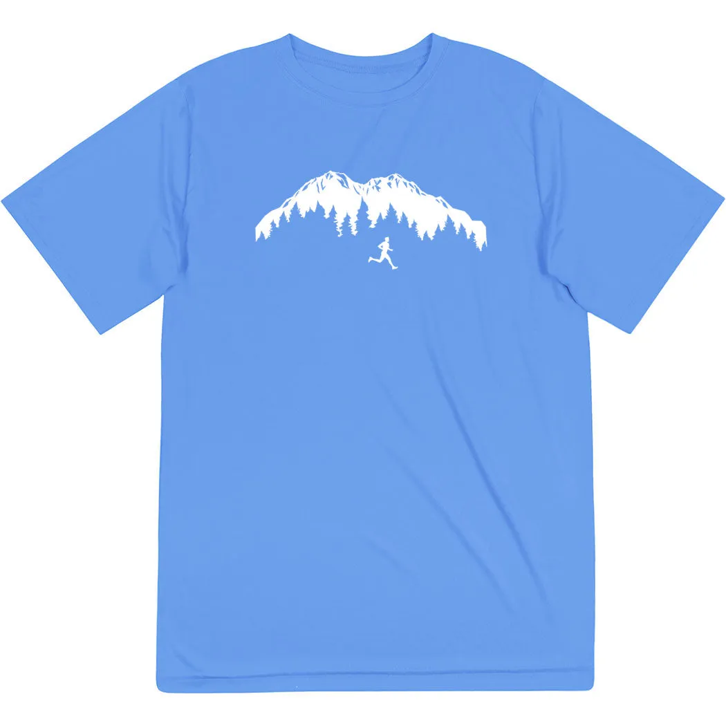 Men's Relaxed Vibe Men's Running Short Sleeve Tech Tee - Trail Runner in the Mountains (Male)