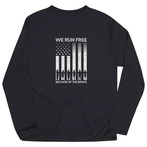 Men's Running Long Sleeve Performance Tee - Because of the Brave Garment Dyed Technique Soft and breathable