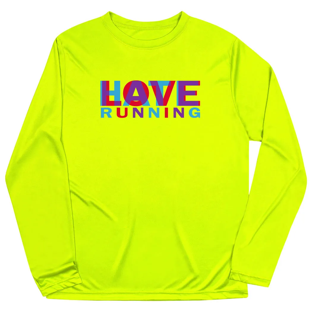 Men's Running Long Sleeve Performance Tee - Love Hate Running Geometric precision Versatile Trend