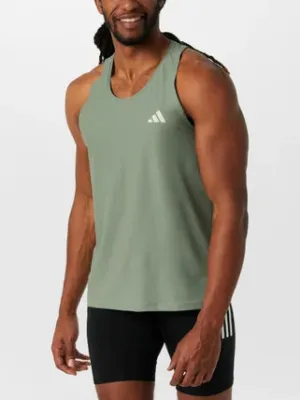 Men's Own The Run Base Tank (Silver Green) Strong Denim