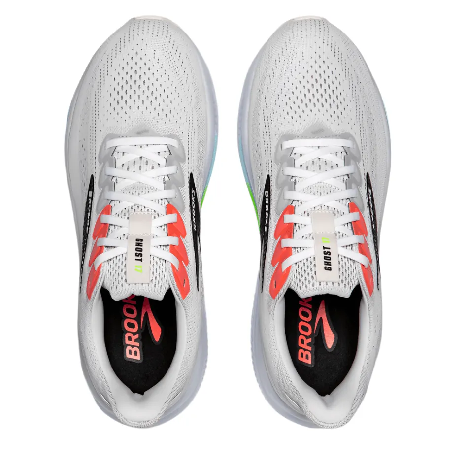 modern running shoes shoe stretchers Brooks Men's Ghost 17 Running Shoes in White/Pink Clay/Gecko AW25