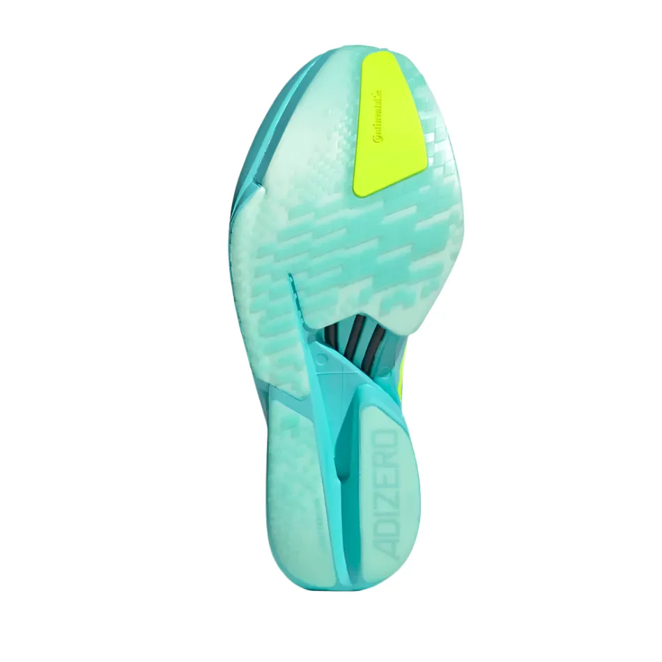 Adidas Men's Adizero Adios Pro 4 Running Shoes in Flash Aqua/Lucid Lemon/Mint Ton AW25 for youth