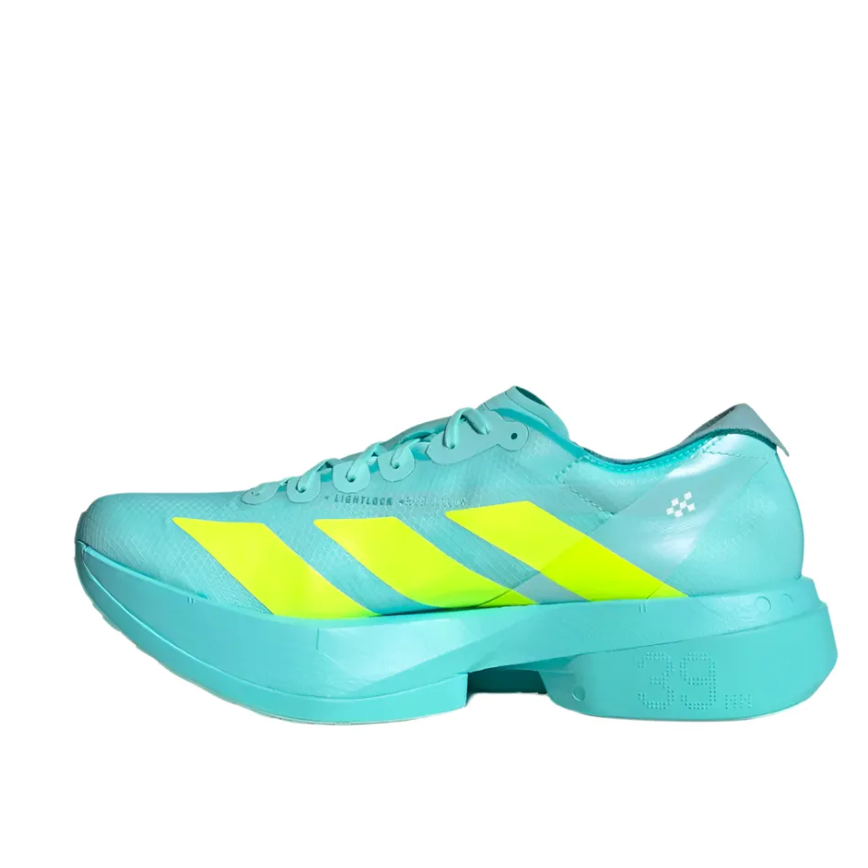 quarter - length running wear sporty sneakers Adidas Men's Adizero Adios Pro 4 Running Shoes in Flash Aqua/Lucid Lemon/Mint Ton AW25