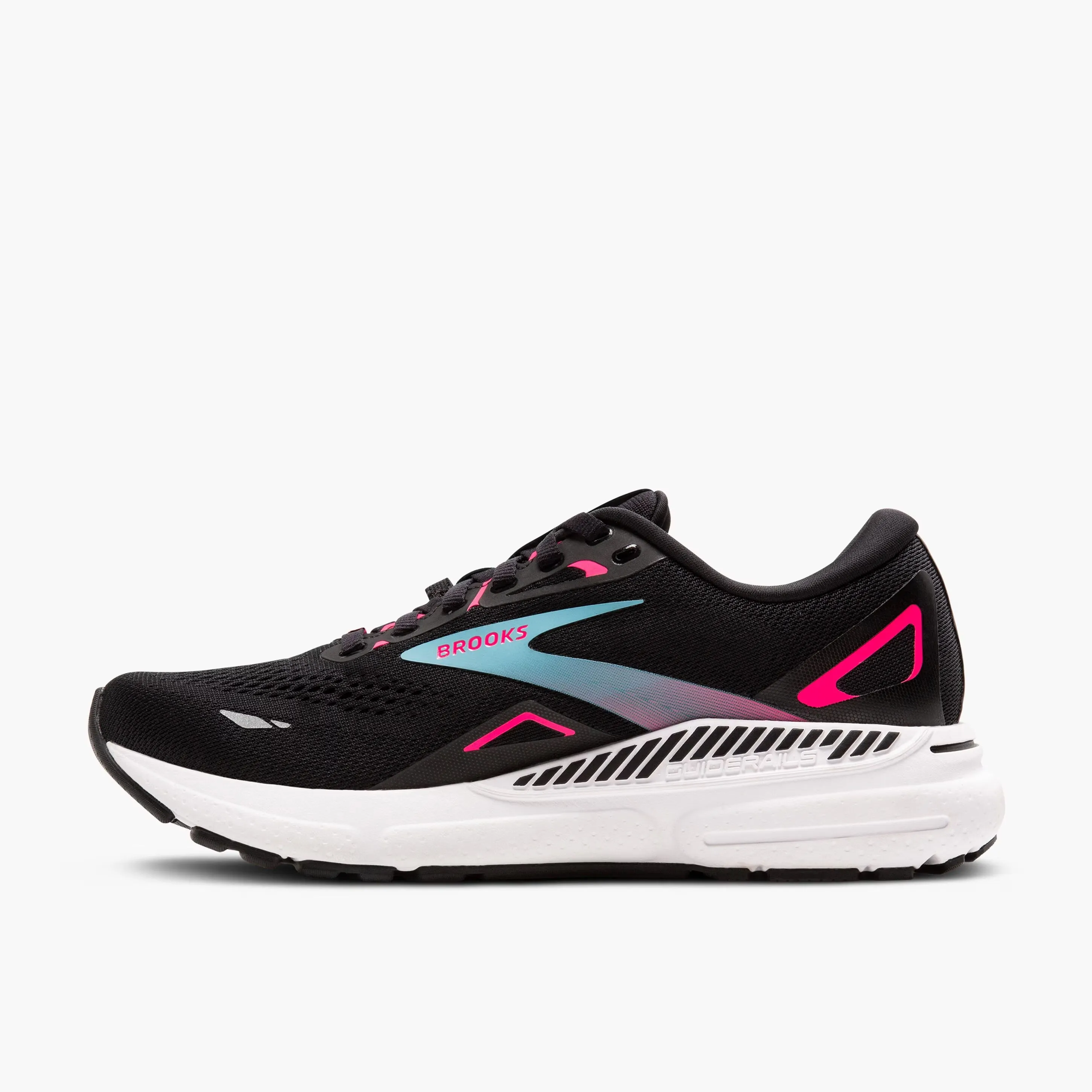 Brooks Women's Adrenaline GTS 23 GORE-TEX Running Shoes Black / Knockout Pink / Aqua Cushioned Heel Support straight - away track running shoes
