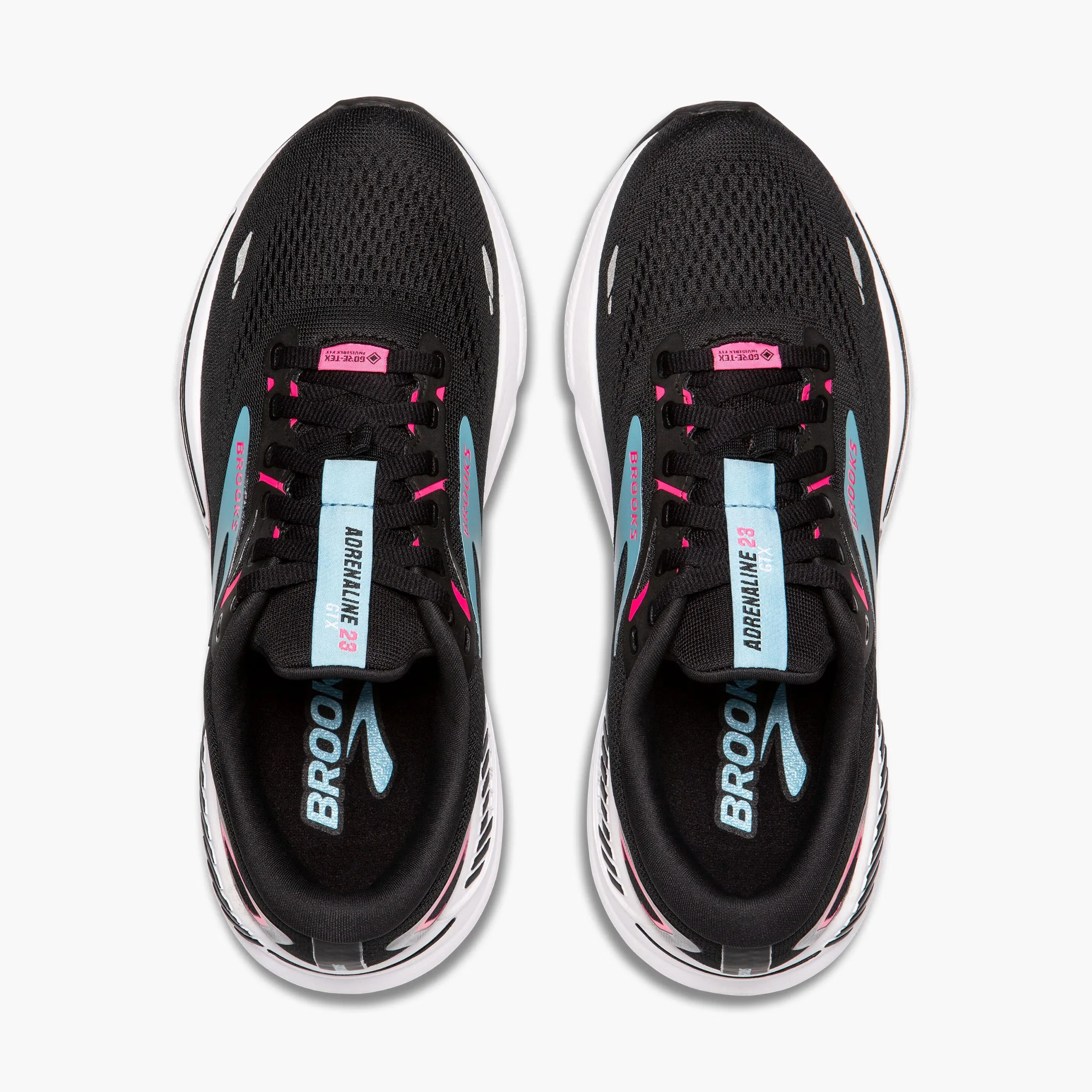 running in competitions Brooks Women's Adrenaline GTS 23 GORE-TEX Running Shoes Black / Knockout Pink / Aqua
