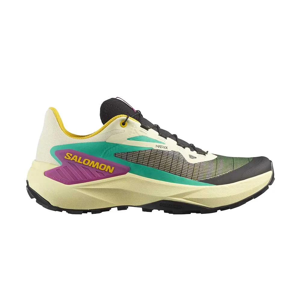 Men's Genesis Trail Running Shoe - Transparent Yellow/Black/Willowherb - Regular (D) sand trail running shoes Contoured Footbed Geometry