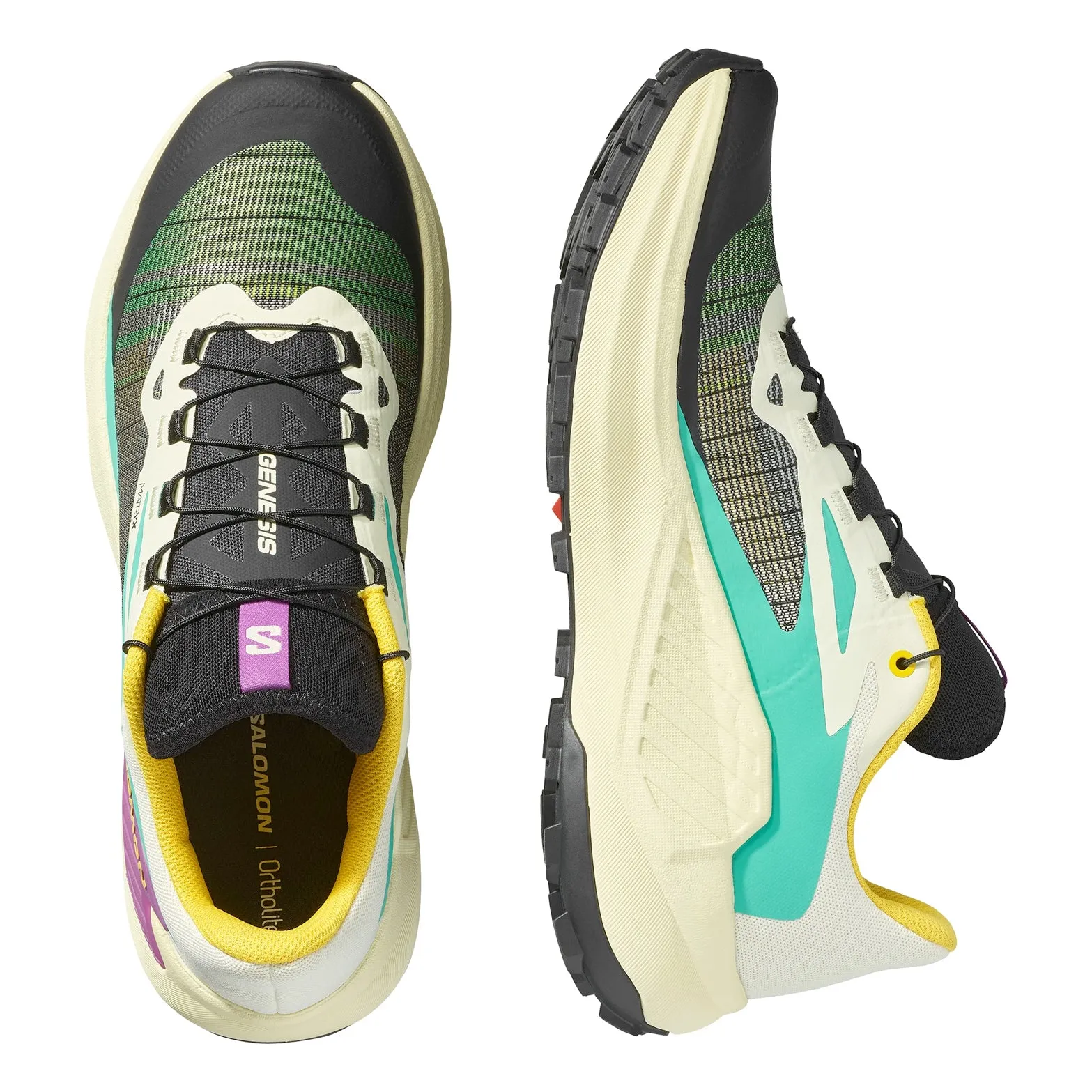 Men's Genesis Trail Running Shoes Transparent Yellow / Black / Willowherb pro athlete trail shoes High Abrasion Zones