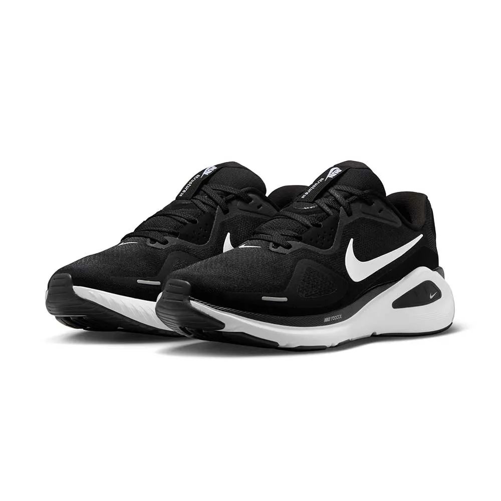 Men's Nike Structure 26 Running Shoe - Black/White/Cool Grey/Metallic Silver - Regular (D) triple - density sole shoes