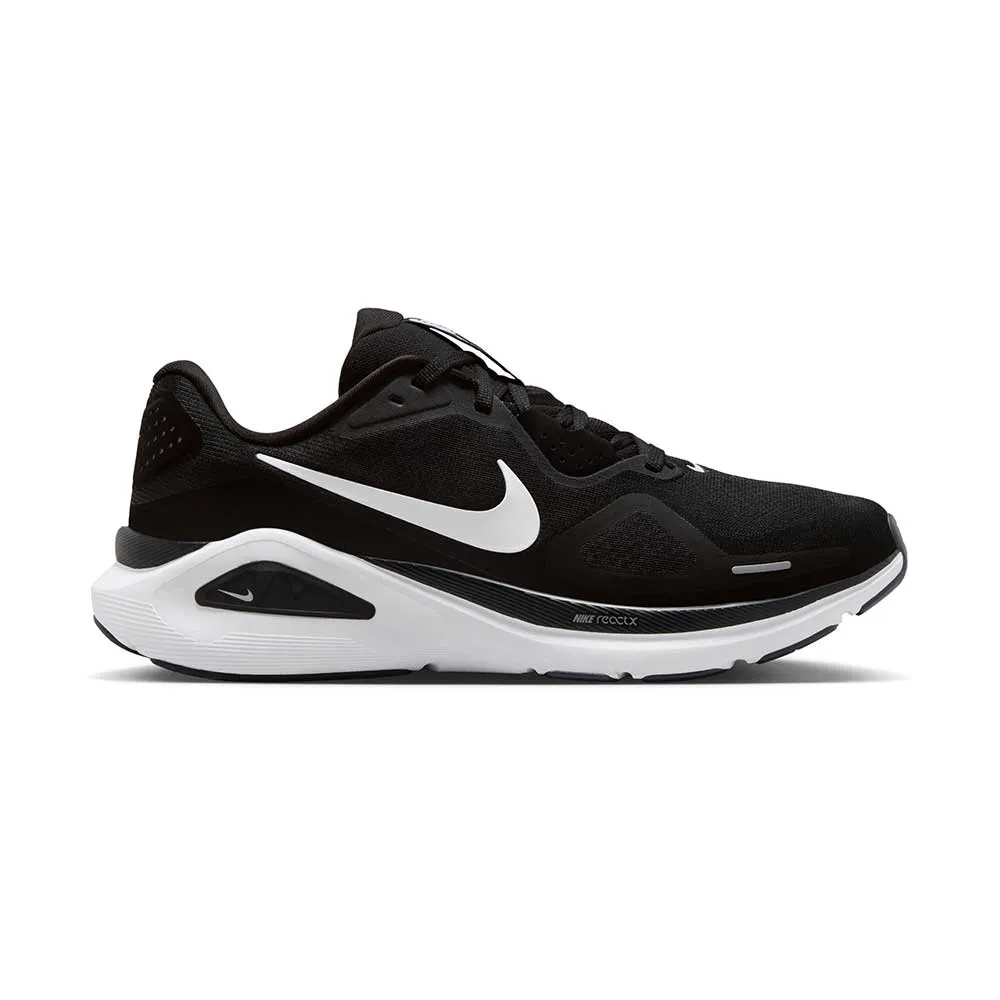 Seamless Interior Men's Nike Structure 26 Running Shoe - Black/White/Cool Grey/Metallic Silver - Regular (D)