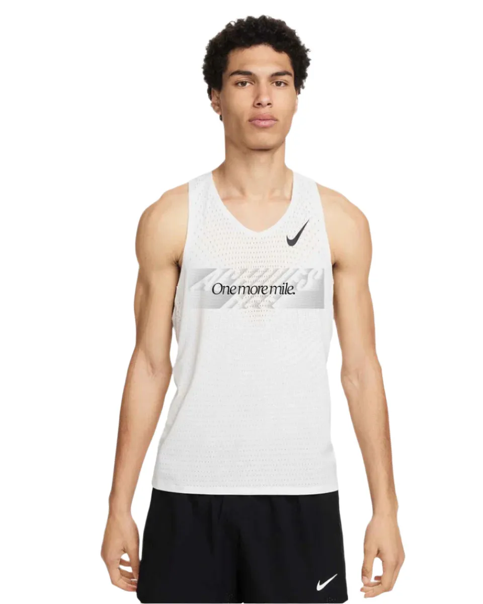 x Achilles Heel Men's 'One More Mile' AeroSwift ADV Running Vest Summit White / Black Fade Resistant Dye
