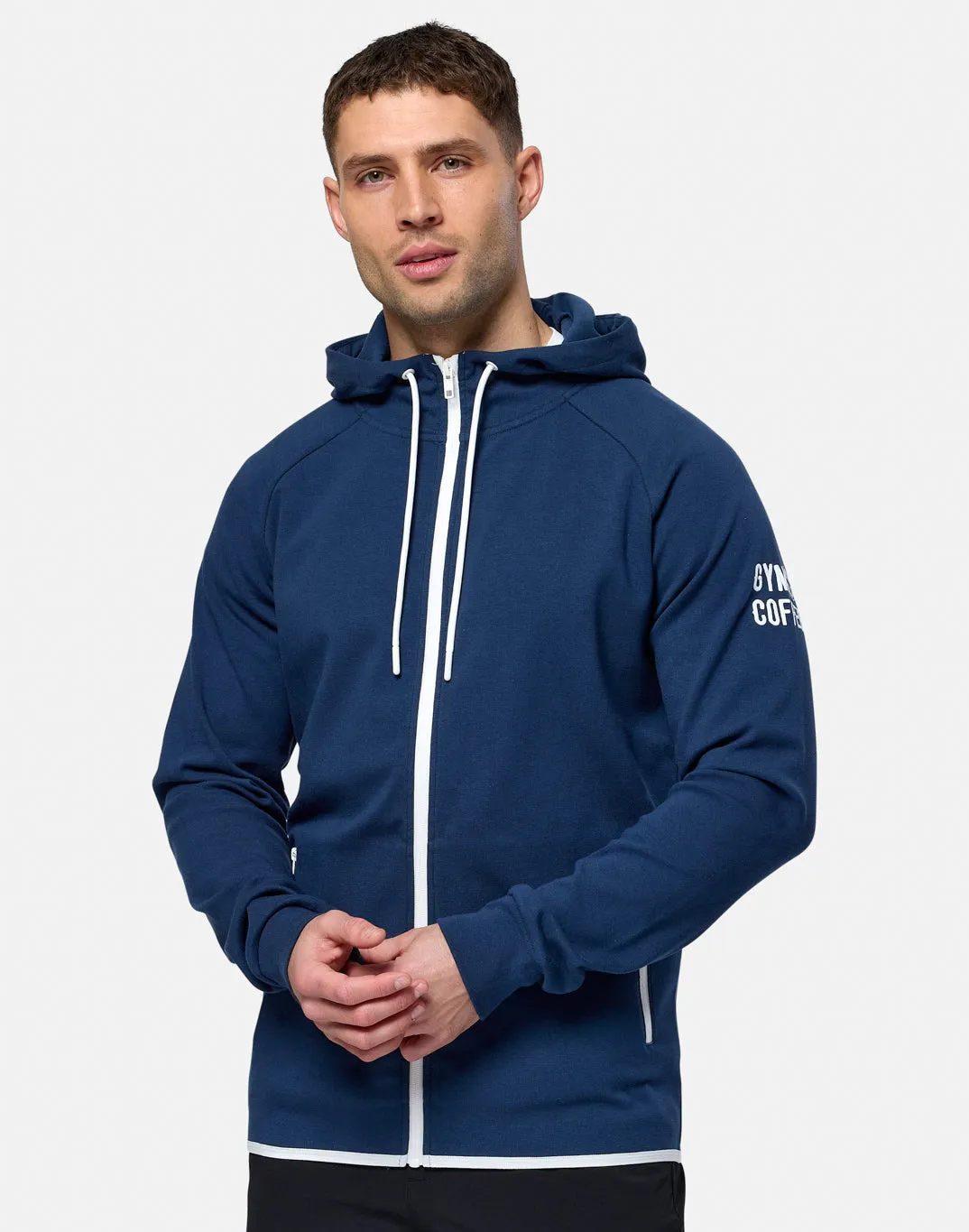 commuting Mouthwash Gym   Coffee Chill Full Zip (Mens) - Petrol Blue