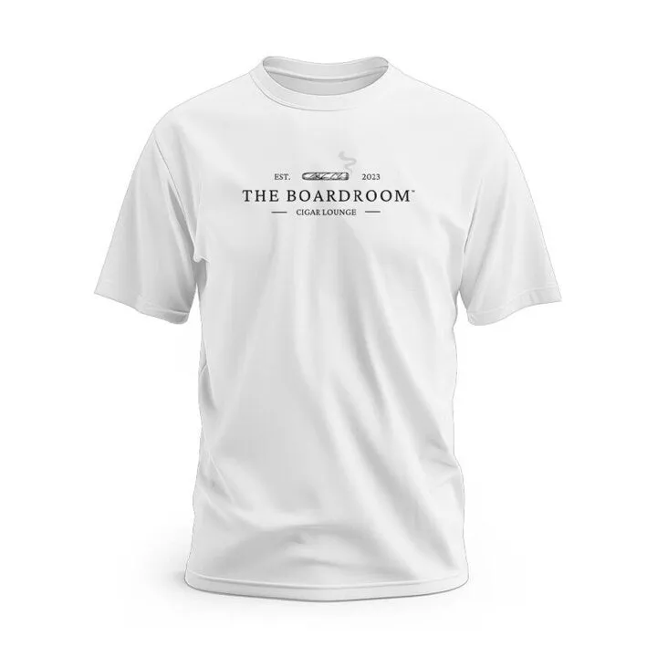 The Board Room Cigar Lounge TM White Short Sleeve T-Shirt Bold and Comfortable Fresh Outfit