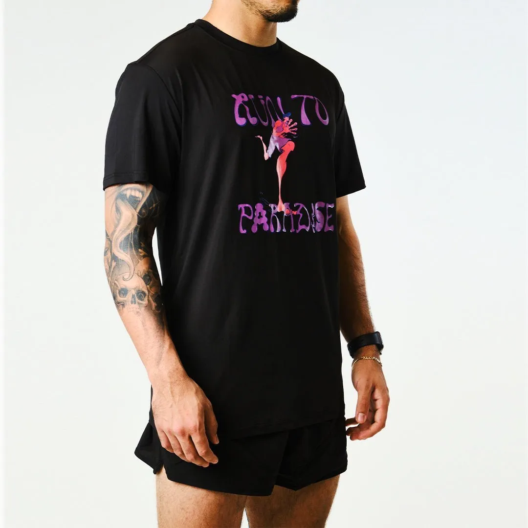 Comfortable Layers Chilly Day Wear Men's Tarkine Ultra-Eco Run Tee (Run to Paradise Black/Standard Thickness)