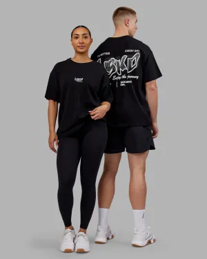 Time's Up Heavyweight Oversized Tee - Black-White soft look Unique Design