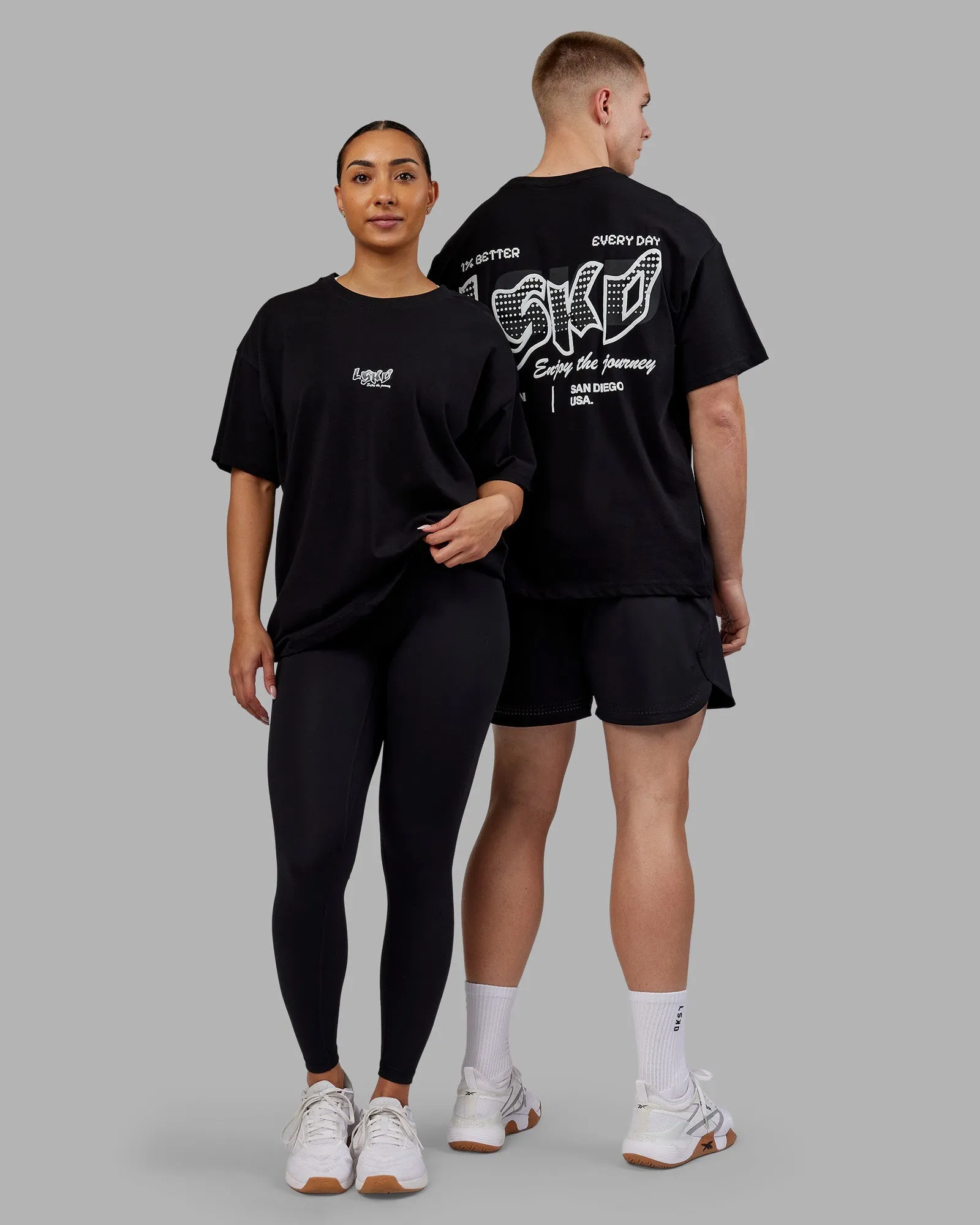 Comfortable Style Time's Up Heavyweight Oversized Tee - Black-White