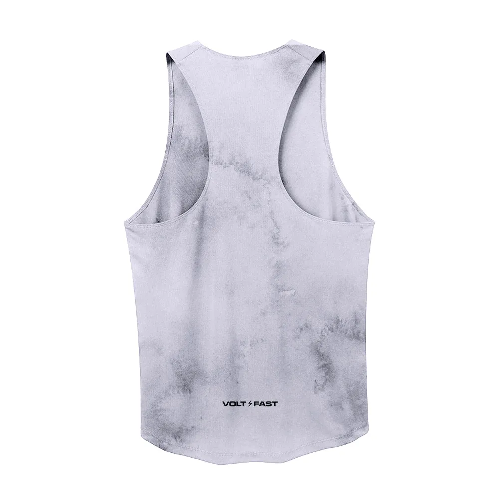 Volt and Fast Lightning Running Tank Tie Dye Series V1-SL-Grey HighCollar Style