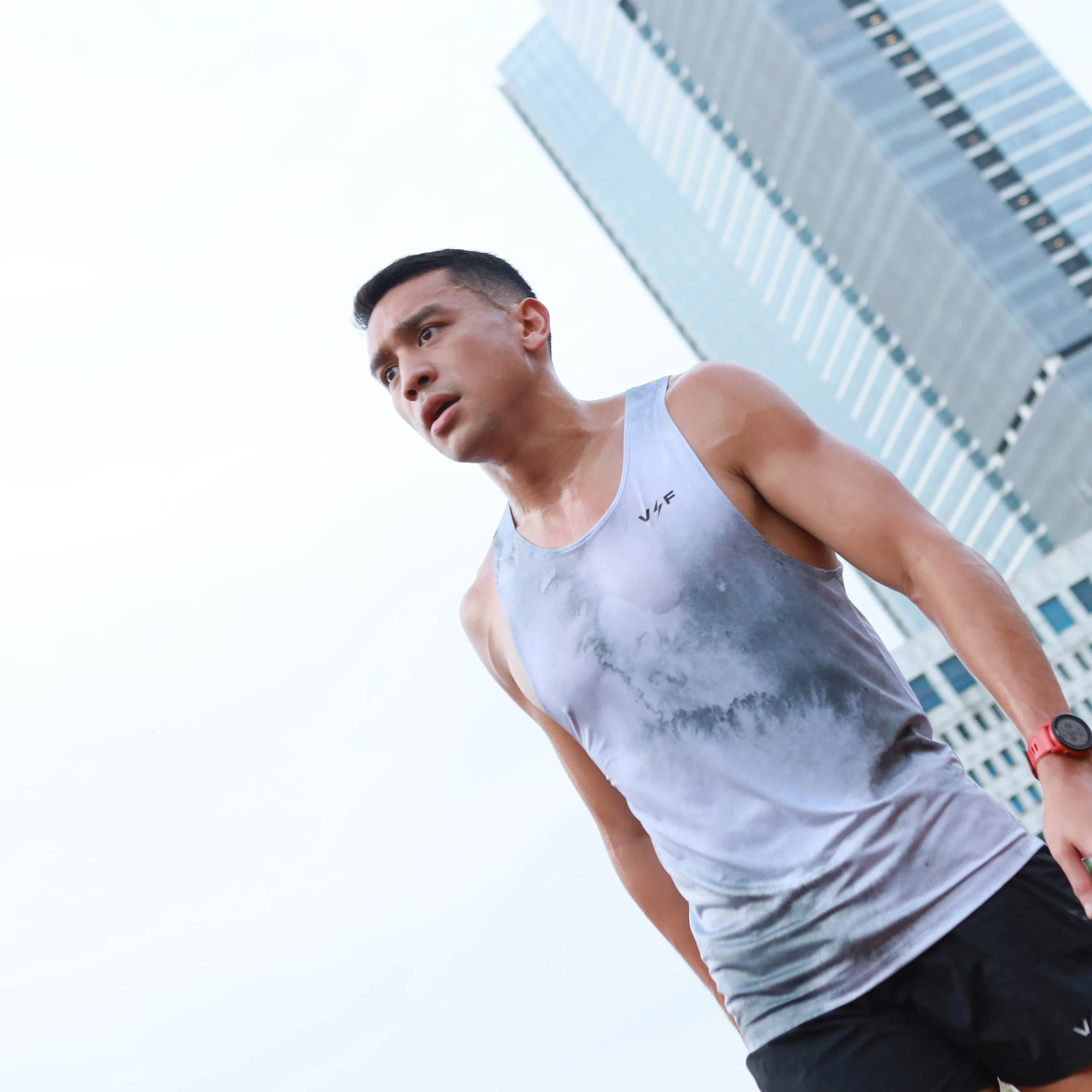 Volt and Fast Lightning Running Tank Tie Dye Series V1-SL-Grey Regular Fit